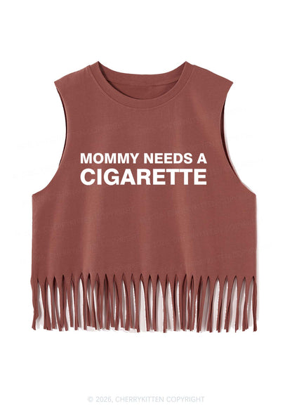 Mommy Needs A Cigarette Y2K Fringe Tank Top Cherrykitten