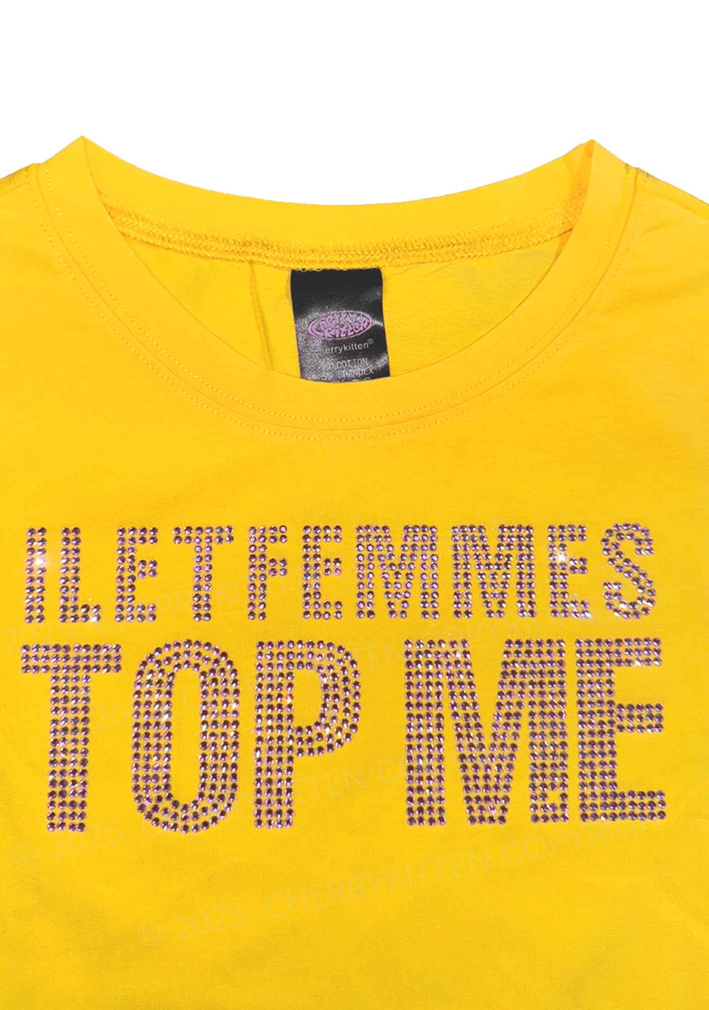 Rhinestone I Let Femmes Top Me Pride Y2K Baby Tee Cherrykitten