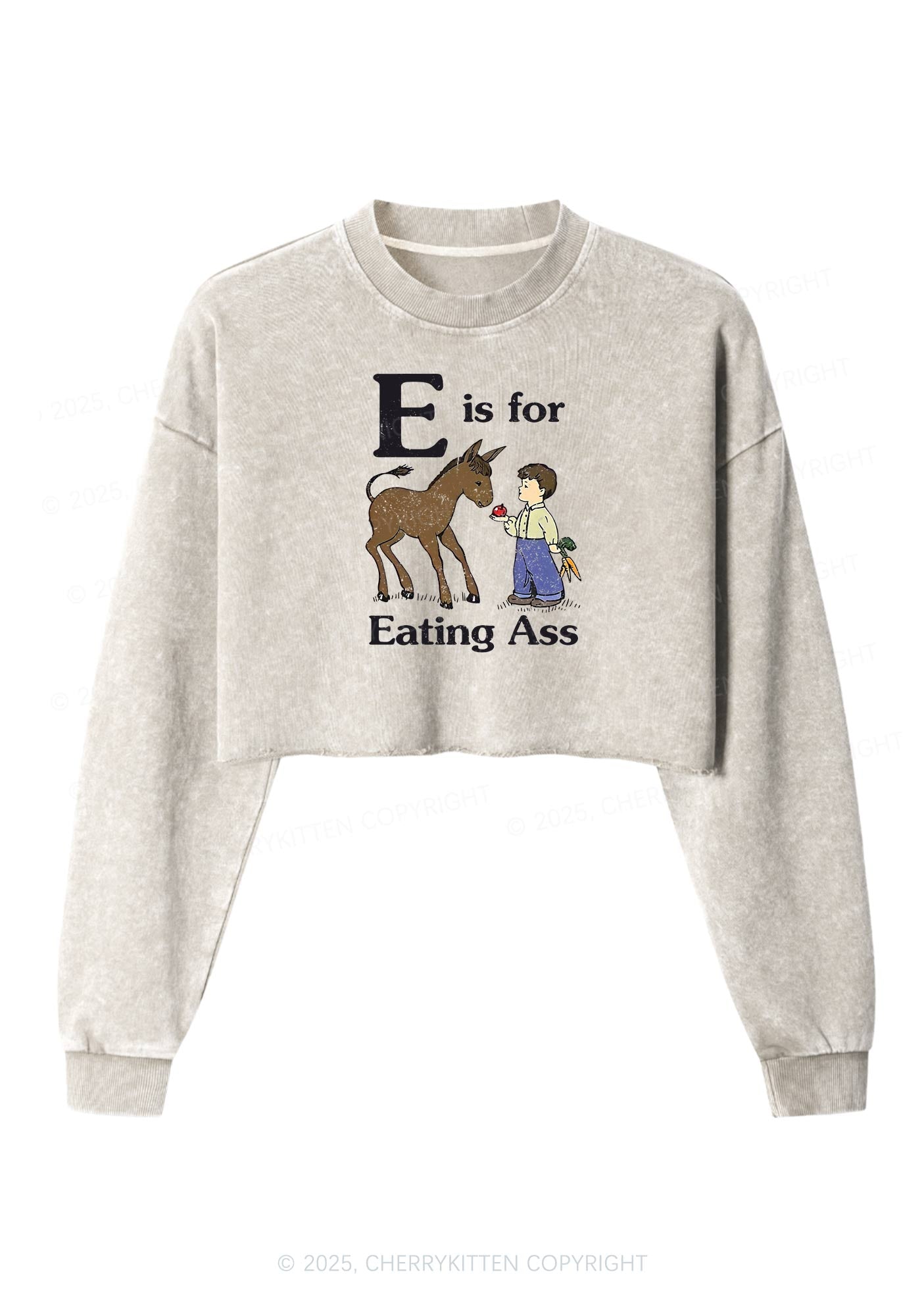 E Is For Eating Axx Y2K Crop Washed Sweatshirts Cherrykitten
