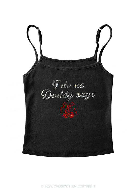 Rhinestone I Do As Daddy Says Y2K Spaghetti Strap Cami Cherrykitten