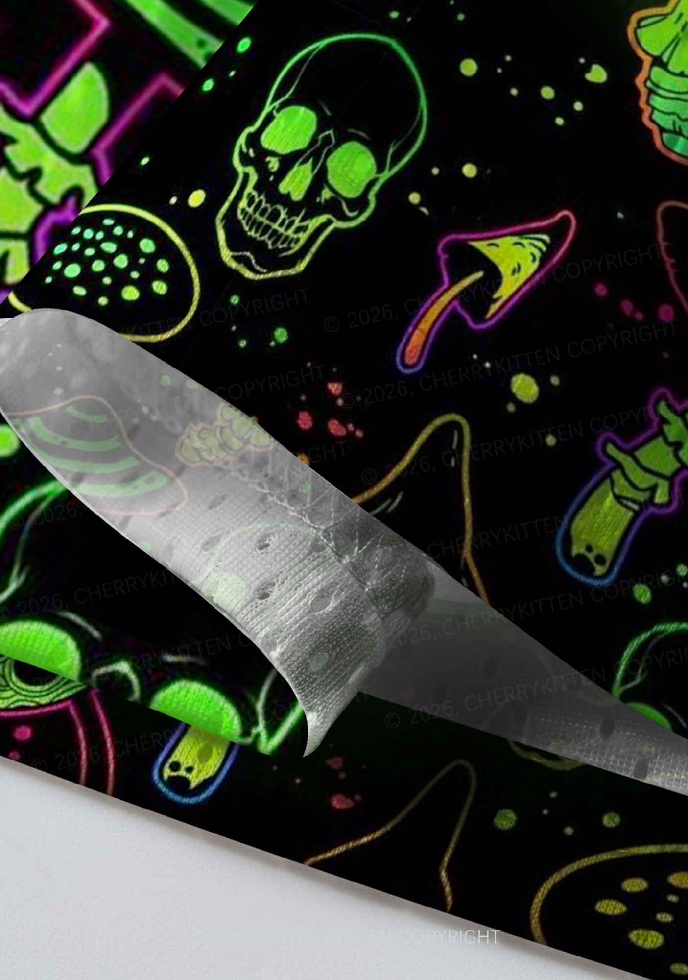 Neon Mushroom Skull Gay Raver Y2K Sport Jersey Shirts Cherrykitten