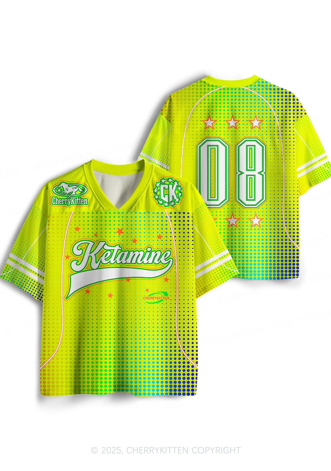Custom Neon Yellow Ketamxxe Y2K Sport Jersey Shirts Cherrykitten