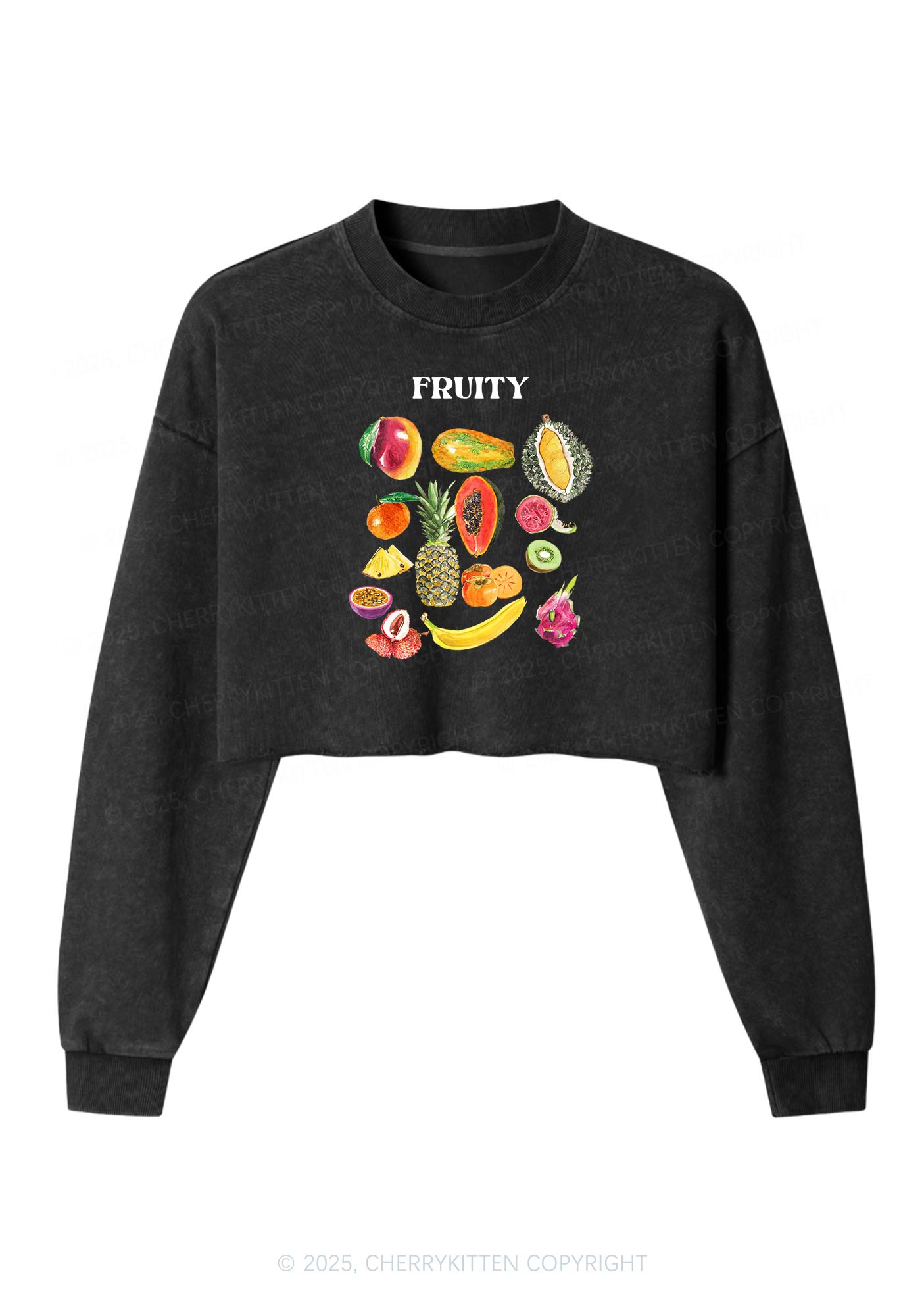 Fruity Pride Y2K Crop Washed Sweatshirts Cherrykitten