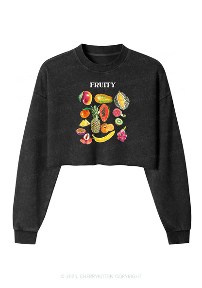 Fruity Pride Y2K Crop Washed Sweatshirts Cherrykitten