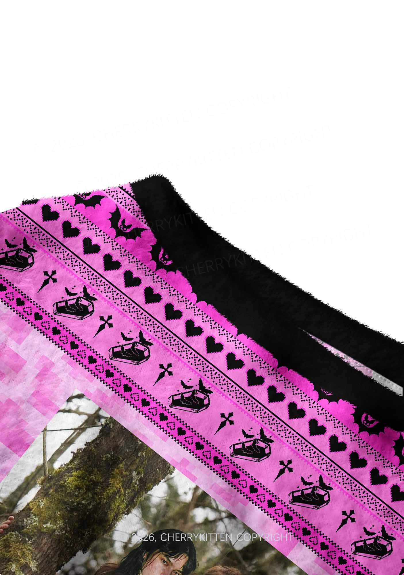 Pink Custom Face Y2K Off Shoulder Knit Sweatshirt Cherrykitten