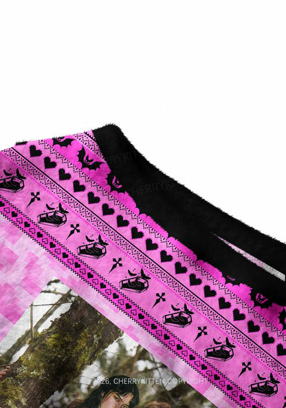 Pink Custom Face Y2K Off Shoulder Knit Sweatshirt Cherrykitten