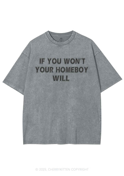 Your Homeboy Will Y2K Washed Tee Cherrykitten