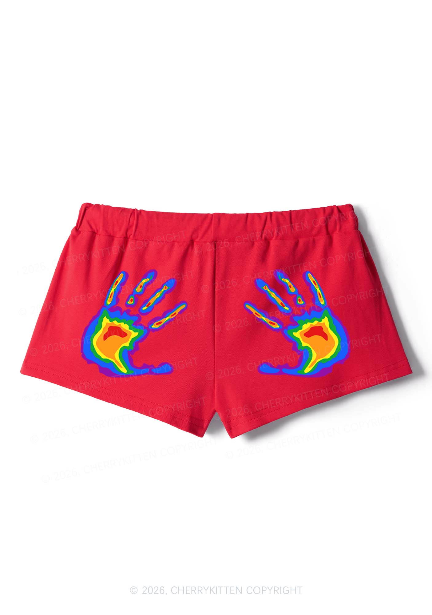 Pride Thermal Hands Y2K Drawstring Mini Shorts Cherrykitten