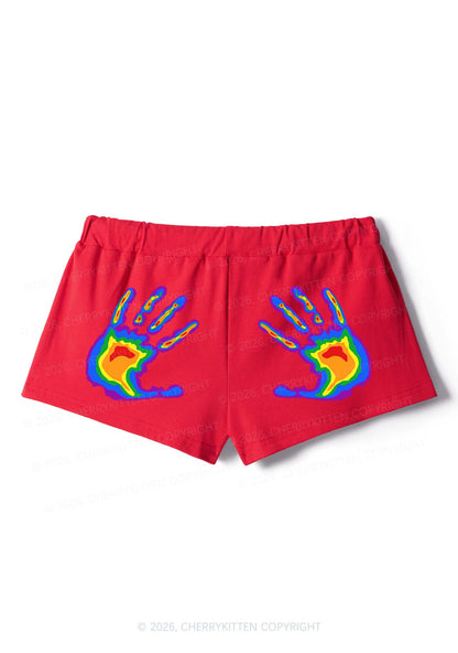 Pride Thermal Hands Y2K Drawstring Mini Shorts Cherrykitten