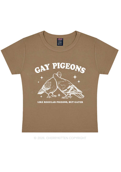Gay Pigeons Kissing Pride Y2K Baby Tee Cherrykitten