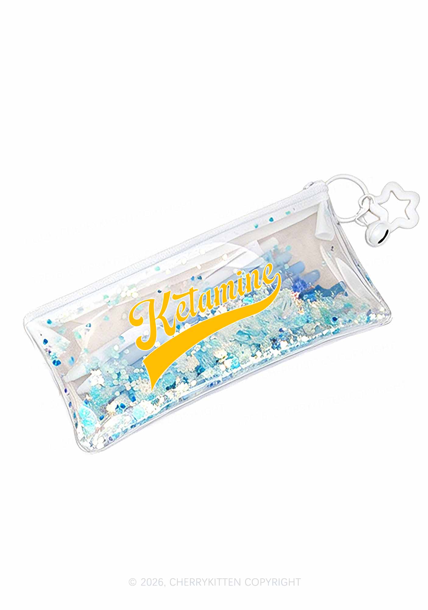 Yellow Ketamxxe Y2K Quicksand Transparent Pencil Pouch Cherrykitten