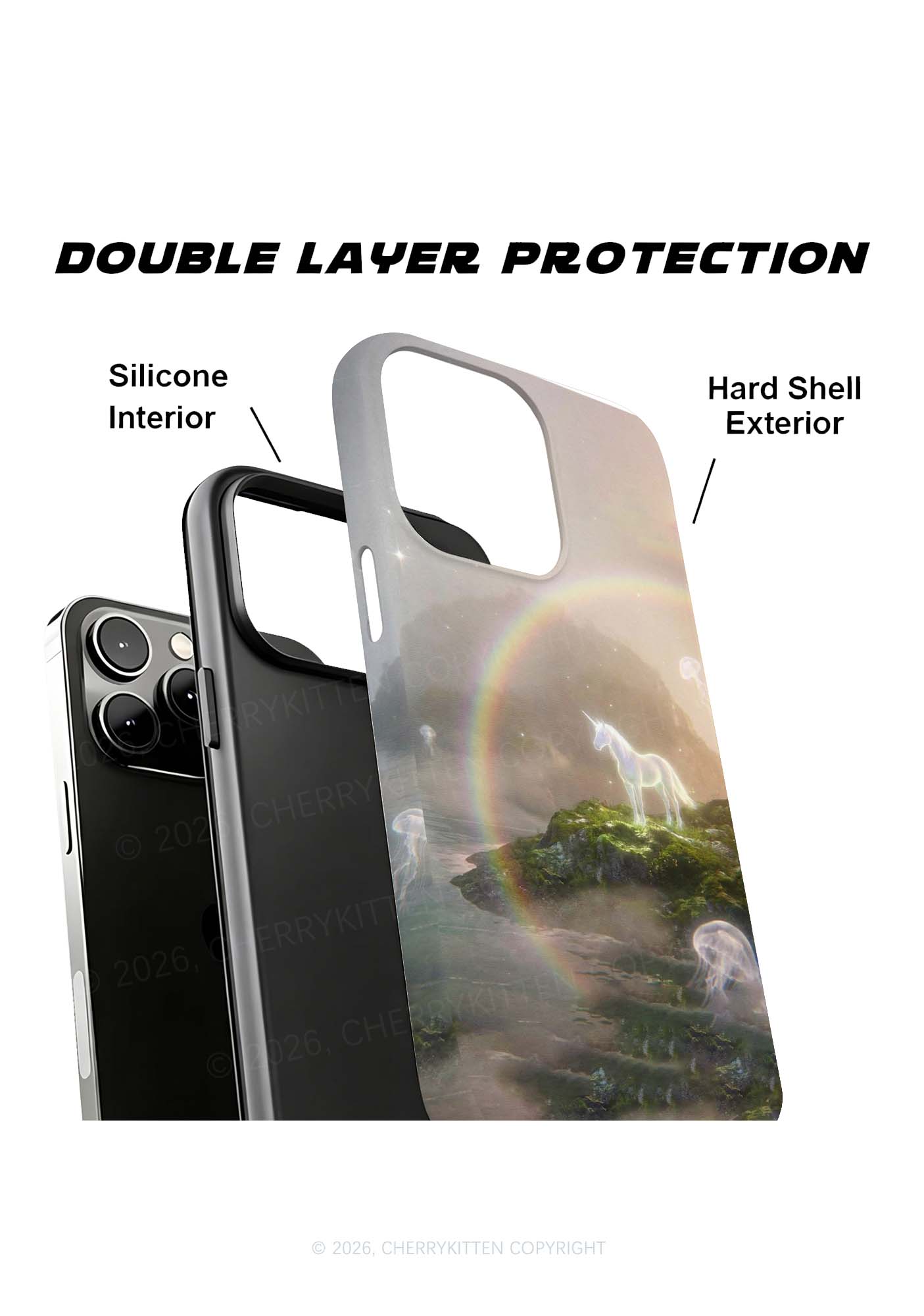 Rainbow Glowing Unicorn Y2K Phone Case Cherrykitten