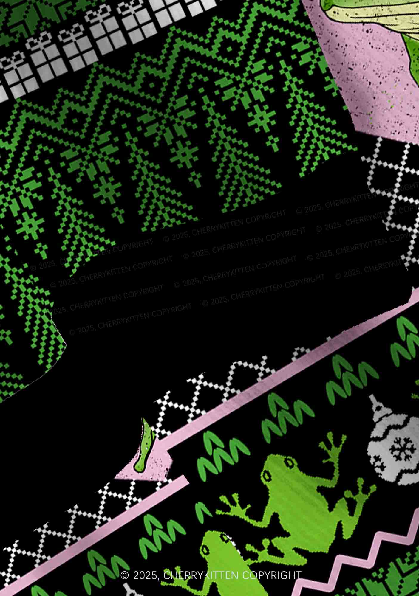 Eat The Rich Frog Y2K Christmas Cardigan Knit Sweatshirt Cherrykitten