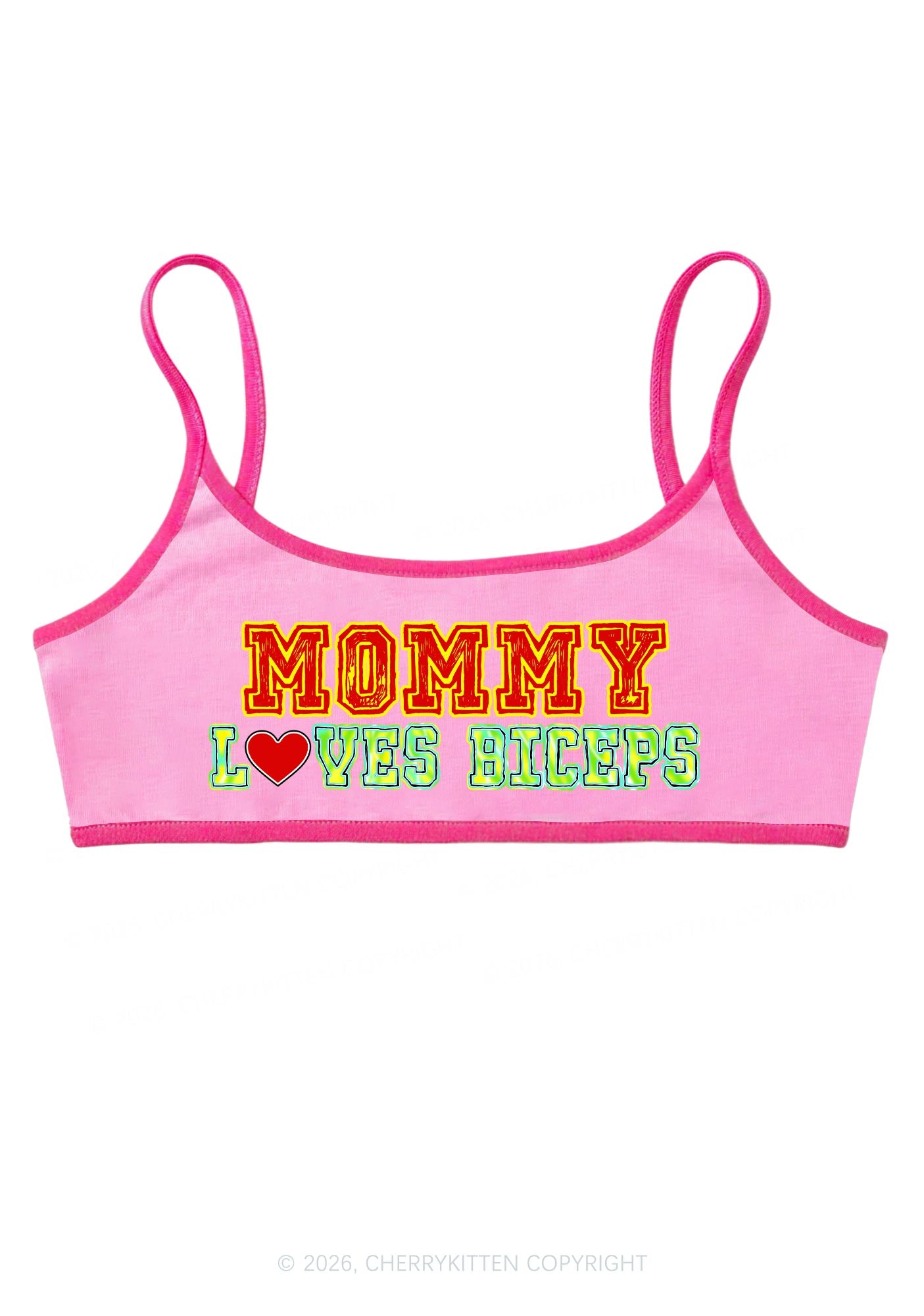 Mommy Loves Biceps Y2K Super Crop Cami Cherrykitten