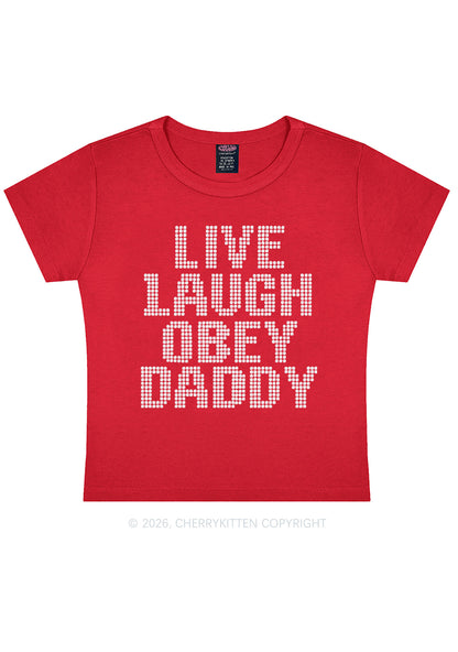 Live Laugh Obey Daddy Y2K Baby Tee Cherrykitten