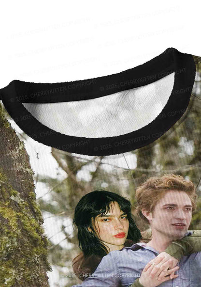 Custom Face Y2K Christmas Crop Knit Sweatshirt Cherrykitten