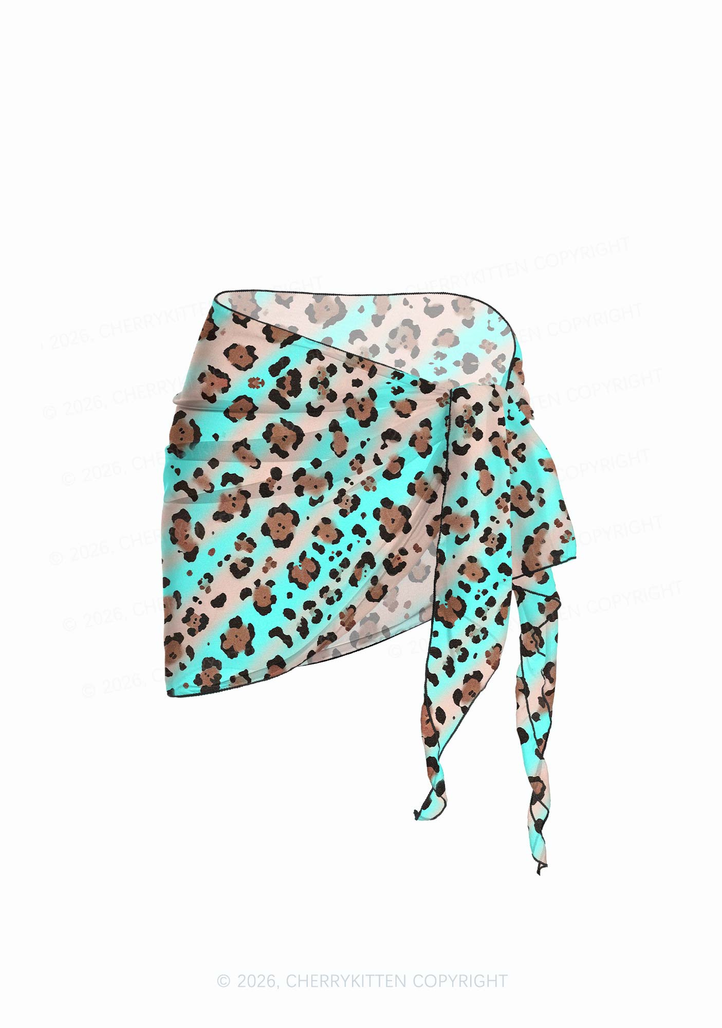 Mint Leopard Y2K Print Bikini Set Cherrykitten