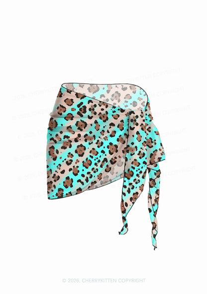 Mint Leopard Y2K Print Bikini Set Cherrykitten