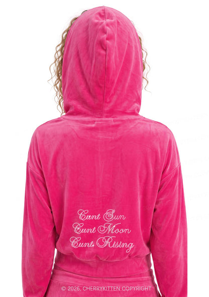 Rhinestone Sun Moon Rising Y2K Velvet Tracksuit Set Cherrykitten