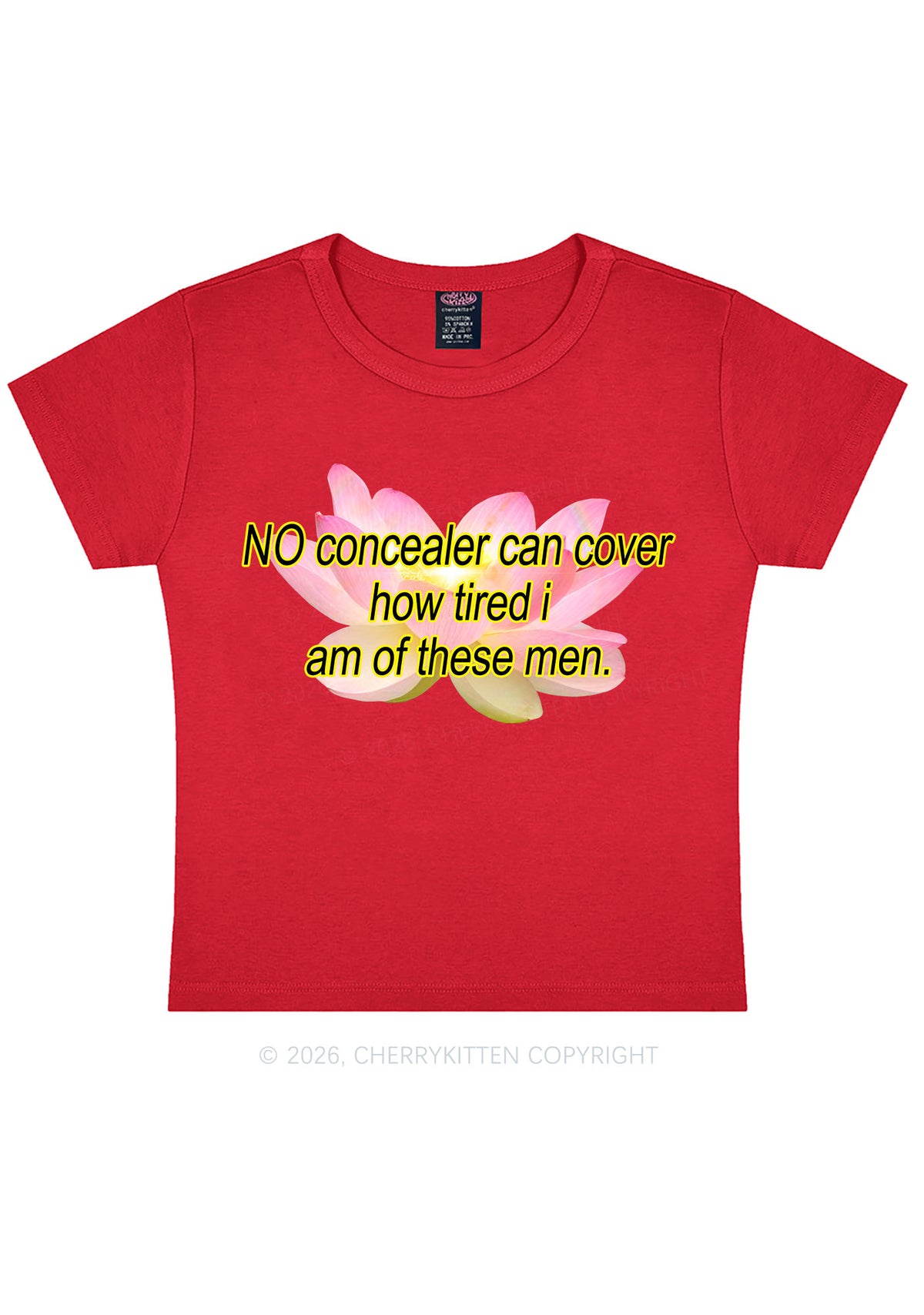 No Concealer Can Cover Men Y2K Baby Tee Cherrykitten