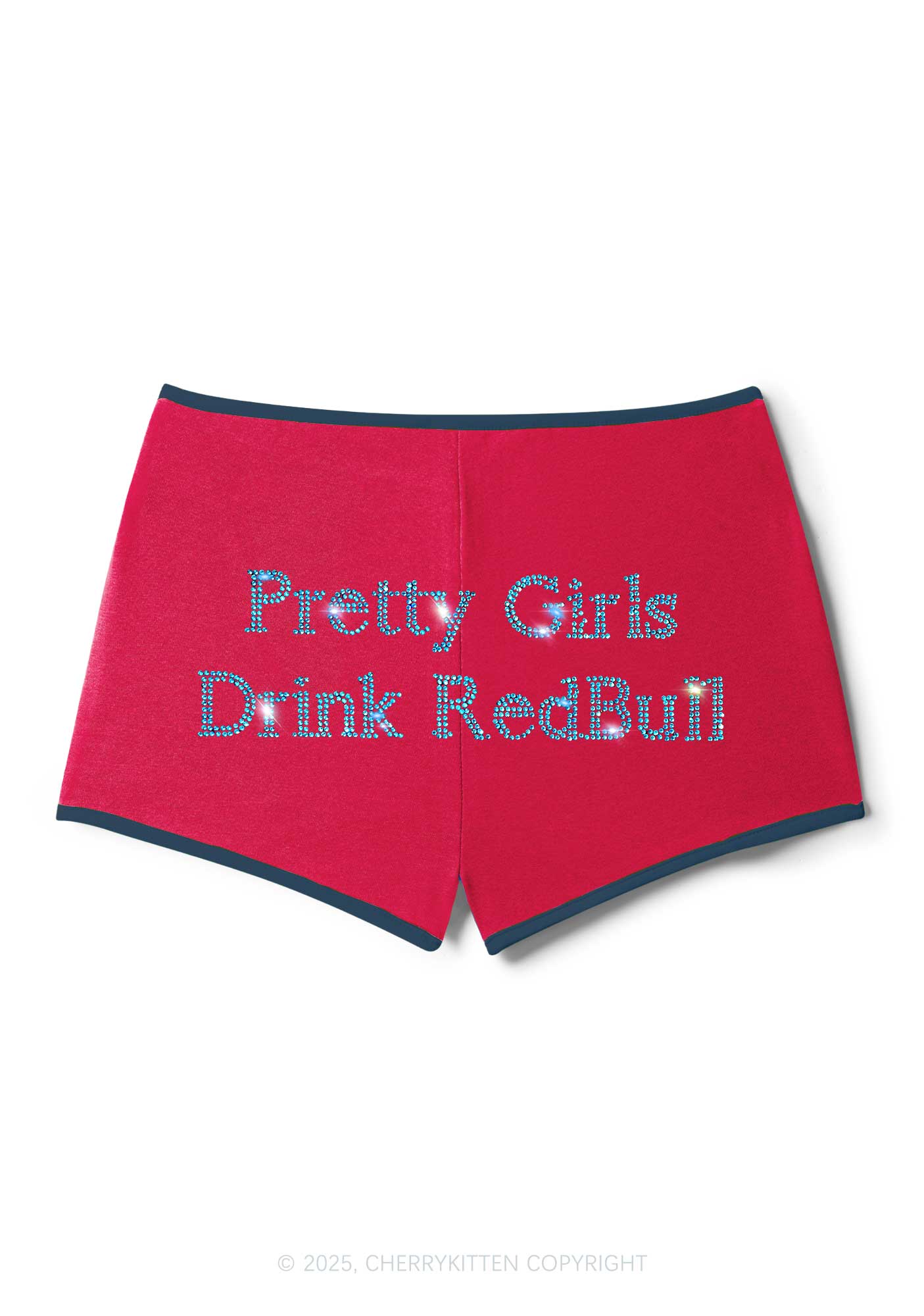 Rhinestone Pretty Girls Drink Red Y2K Booty Shorts Cherrykitten