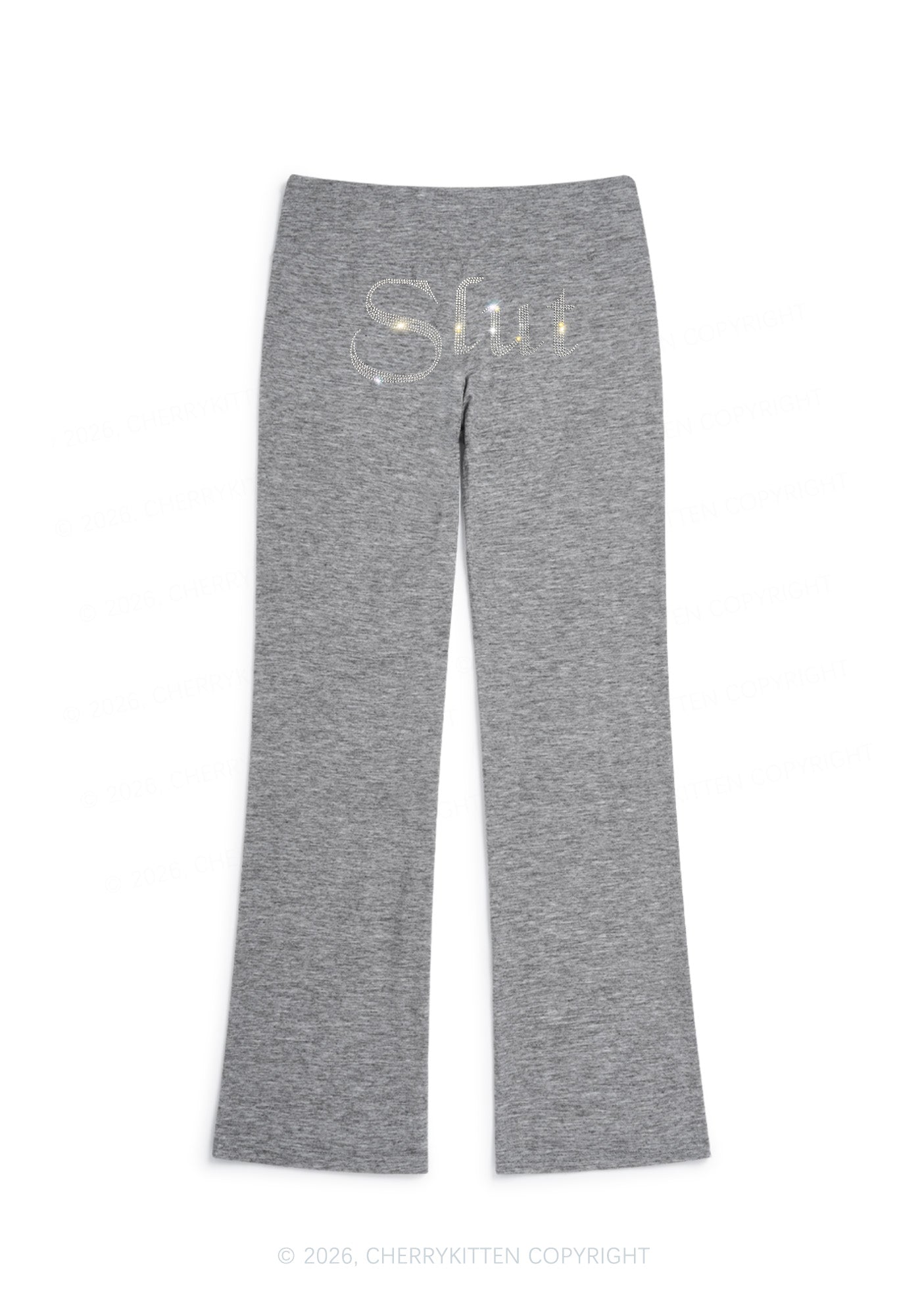 Rhinestone Slxt Y2K Low Rise Drawstring Flare Pants Cherrykitten