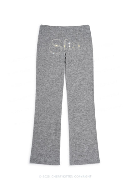 Rhinestone Slxt Y2K Low Rise Drawstring Flare Pants Cherrykitten