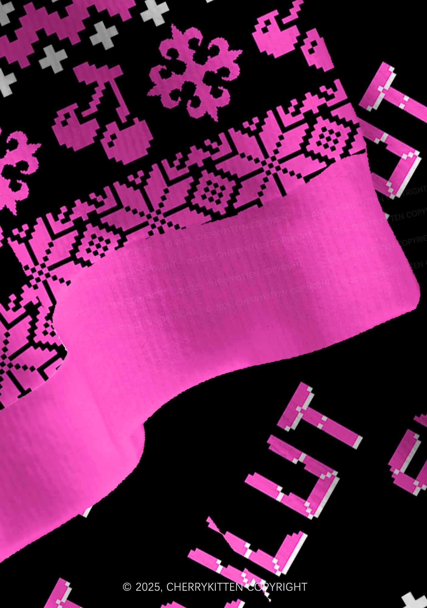 Hot Pink Slxt Y2K Christmas Cardigan Knit Sweatshirt Cherrykitten