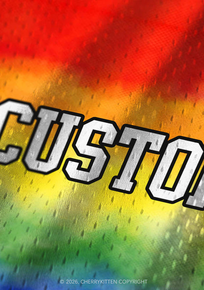 Custom Rainbow Flag Pride Y2K Sport Jersey Tank Cherrykitten