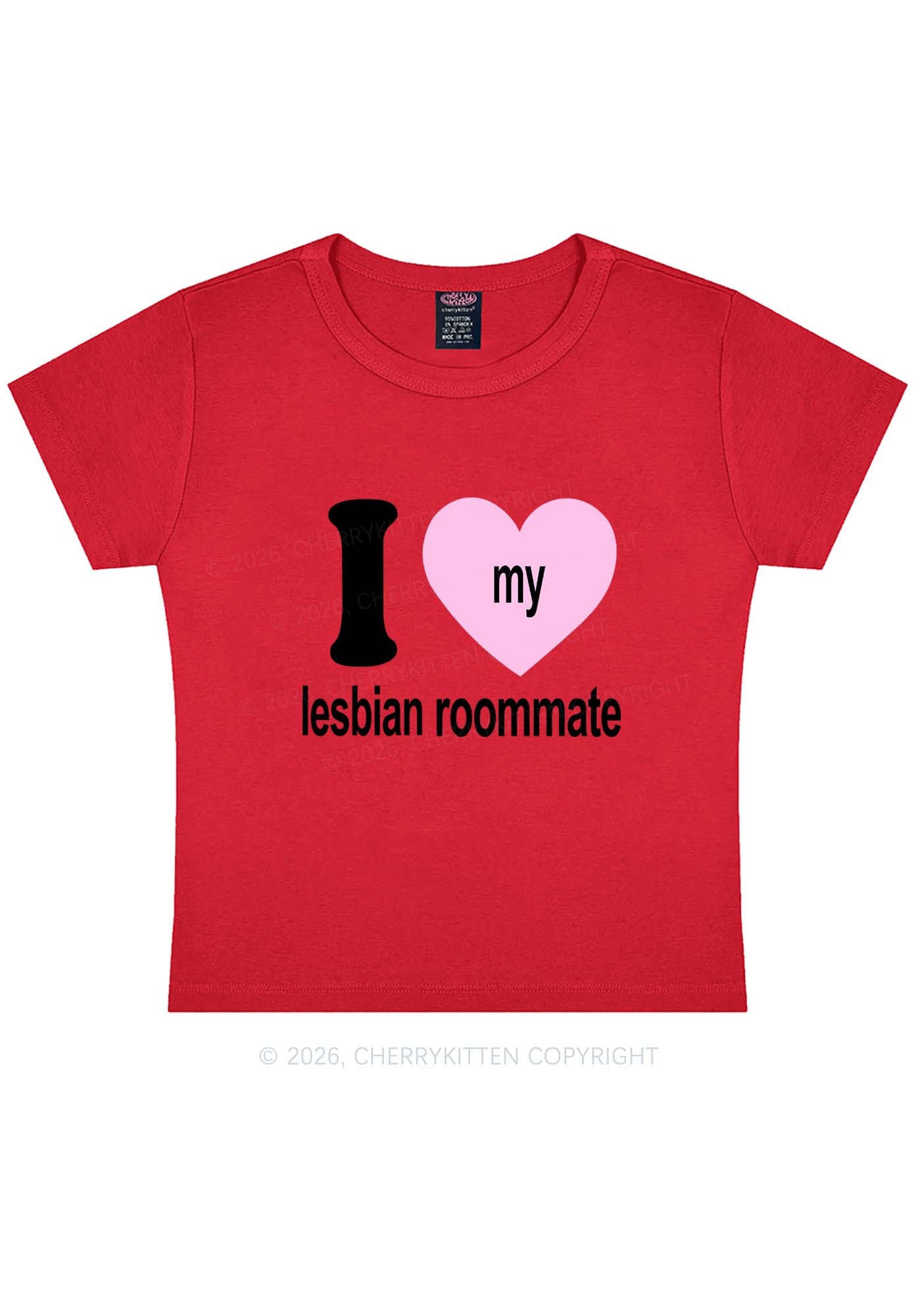 I Love My Lesbian Roommate Pride Y2K Baby Tee Cherrykitten