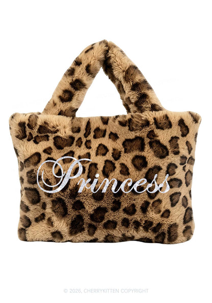 Glitter Leopard Princess Y2K Plush Leopard Handbag Cherrykitten
