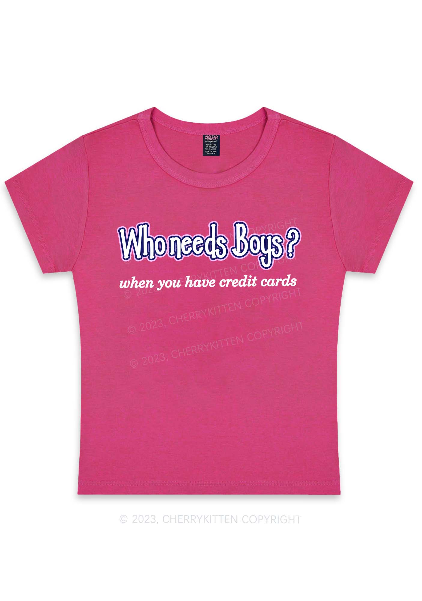 Curvy Who Needs Boys Y2K Baby Tee Cherrykitten
