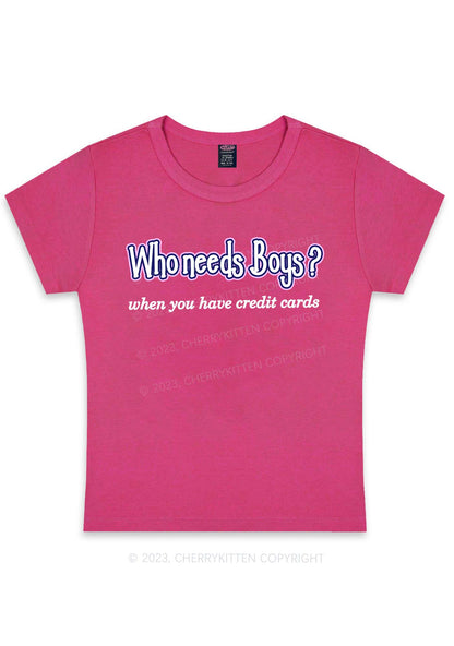 Curvy Who Needs Boys Y2K Baby Tee Cherrykitten