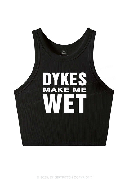 Dykes Make Me Wet Pride Y2K Crop Tank Top Cherrykitten