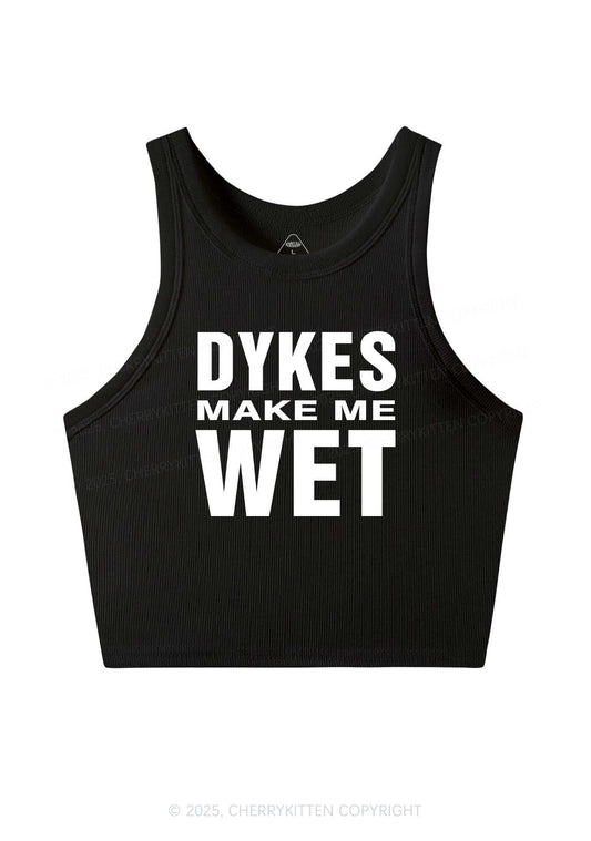 Dykes Make Me Wet Pride Y2K Crop Tank Top Cherrykitten