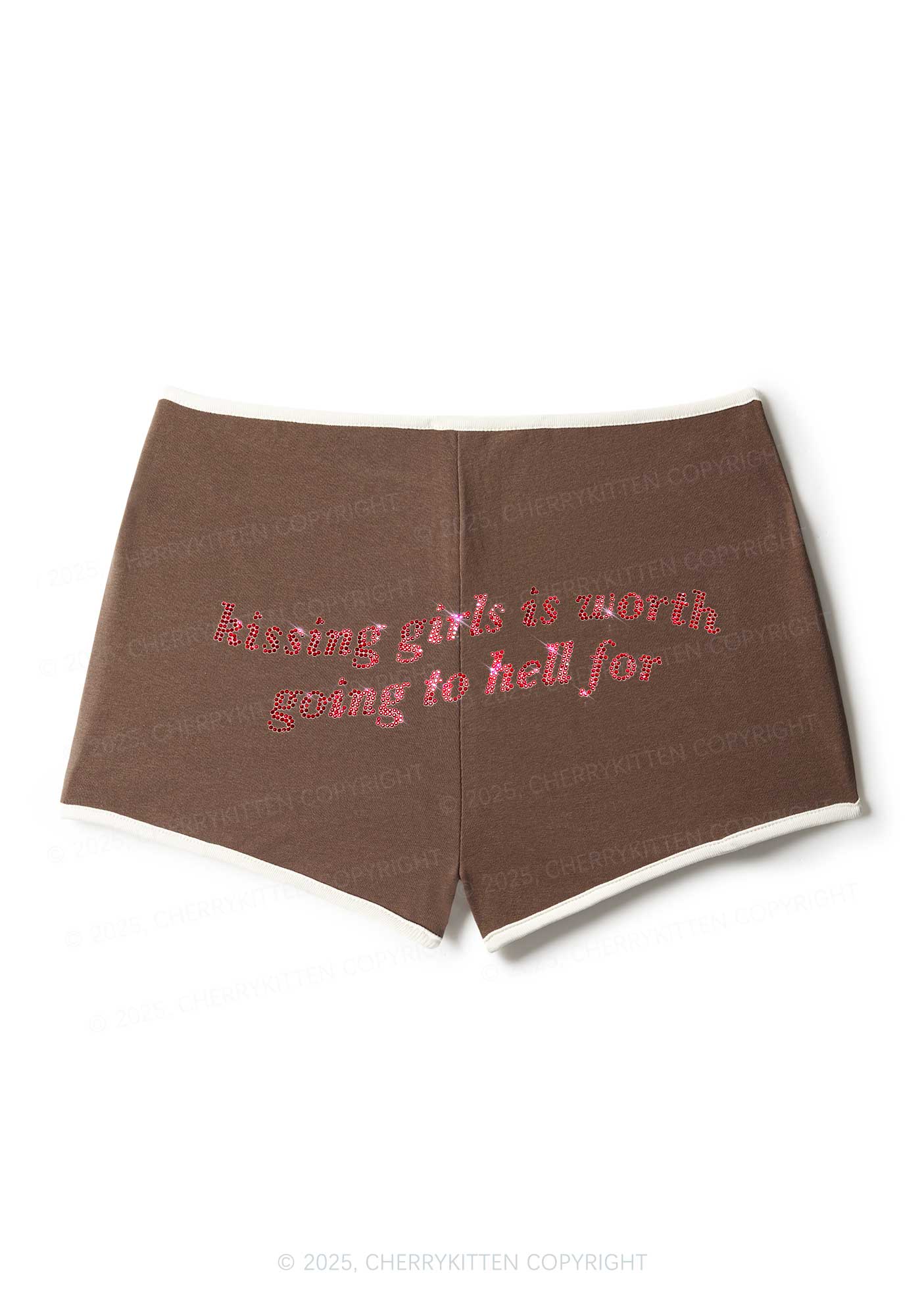 Rhinestone Kissing Girls is Worth Pride Y2K Booty Shorts Cherrykitten