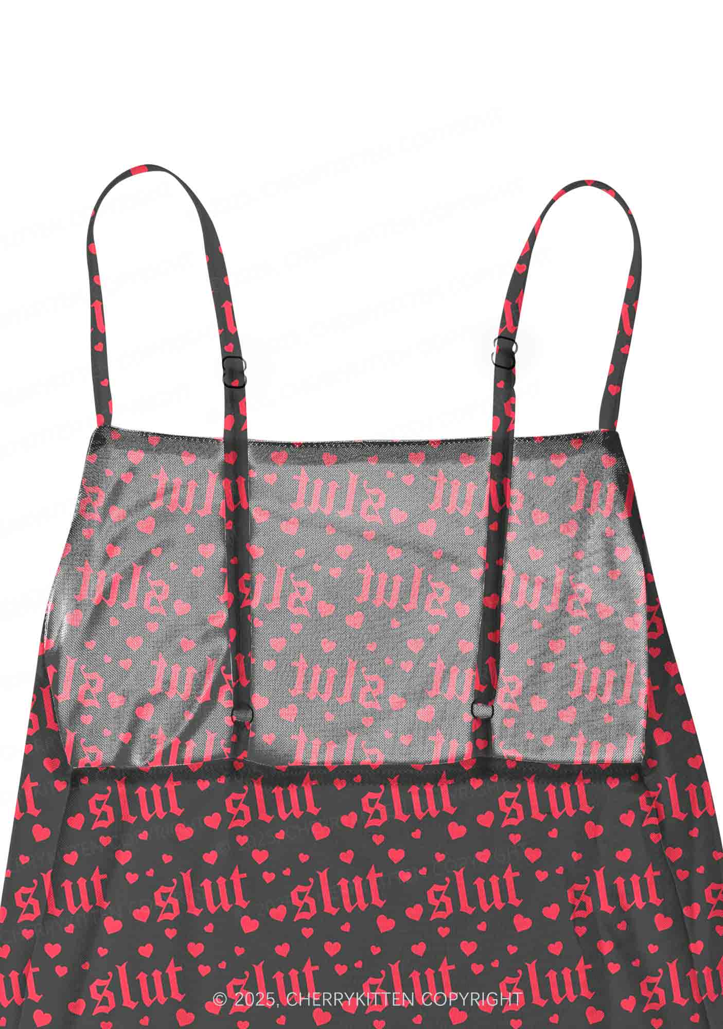Black Slxt Y2K Mesh Slip Dress Cherrykitten