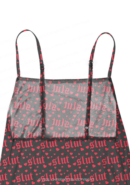 Black Slxt Y2K Mesh Slip Dress Cherrykitten