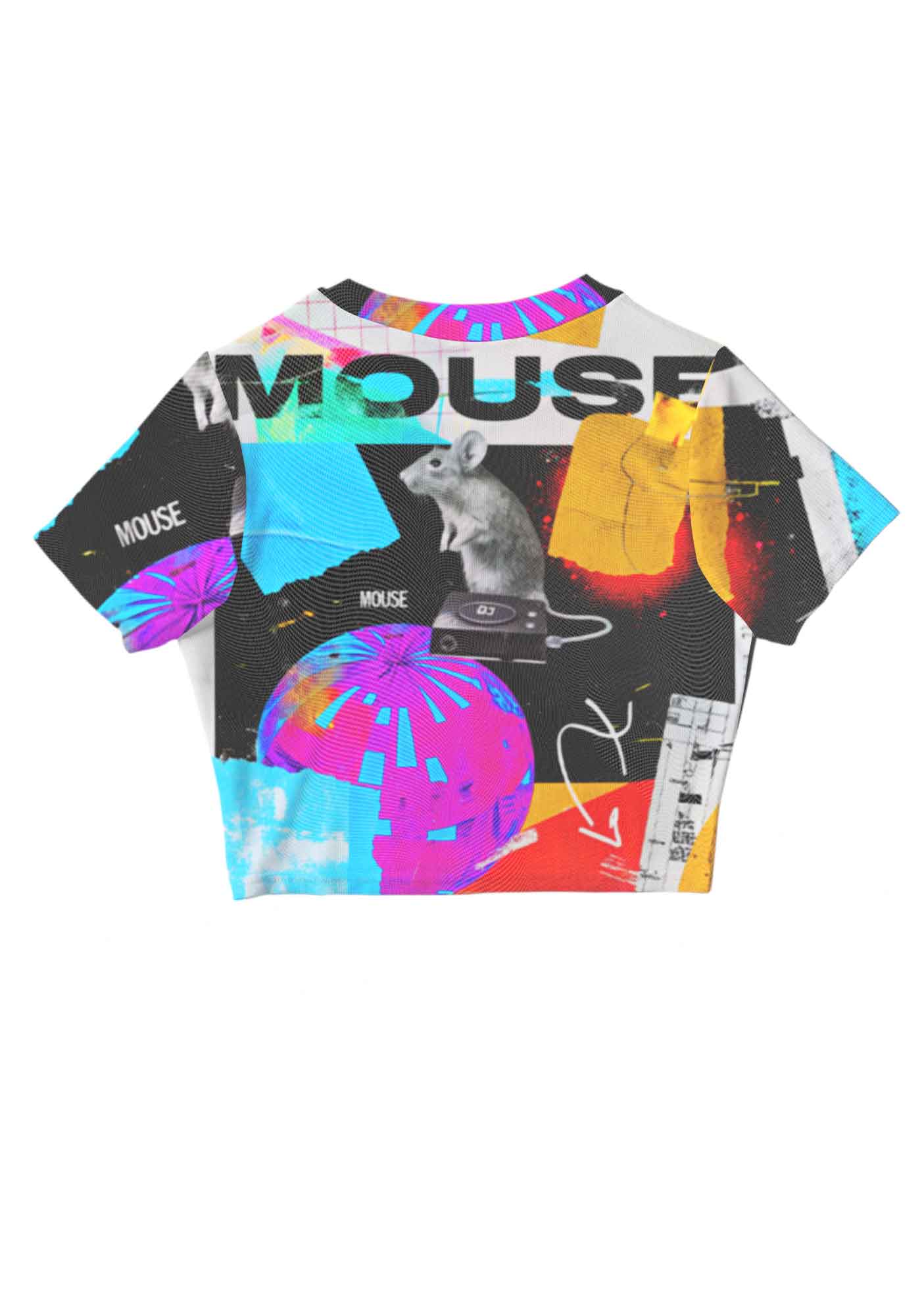 Neon DJ Mouse Y2K Mesh Crop Top Cherrykitten