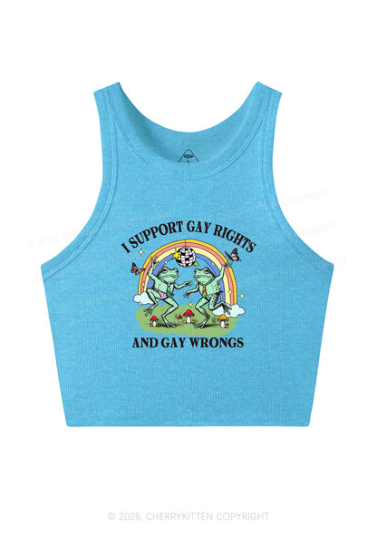I Support Gay Rights Disco Frogs Y2K Crop Tank Top Cherrykitten