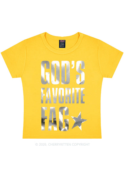 Gods Favorite Fag Pride Silver Foil Printed Y2K Baby Tee Cherrykitten
