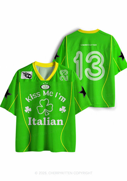 Custom Kiss Me Im Italian St Patricks Y2K Sport Jersey Shirts Cherrykitten