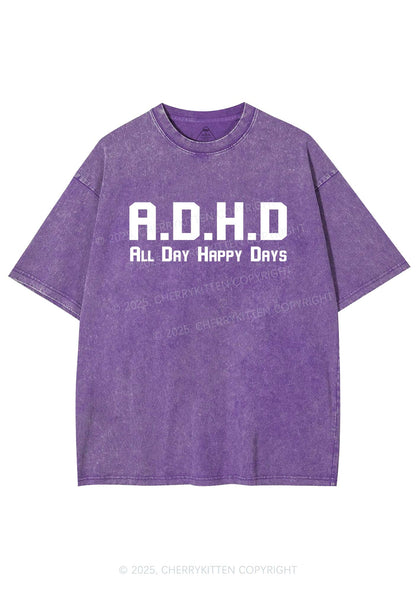 All Day Happy Days Y2K Shirts Washed Tee Cherrykitten