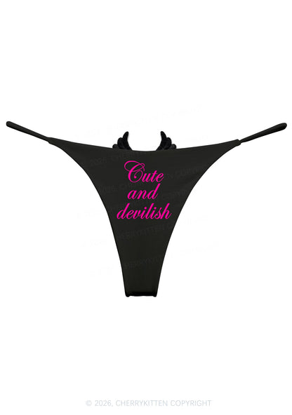 Halloween Cute And Devilish Y2K Goth Angel Wings Bikini String Thong Cherrykitten