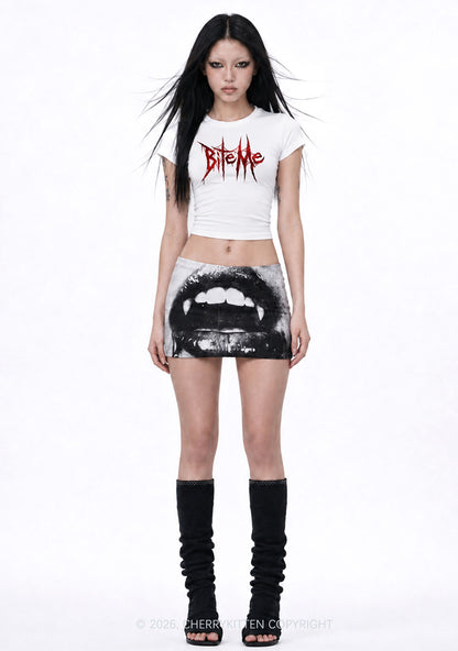 Halloween Bite Me Y2K Goth Angel Wings Baby Tee Cherrykitten