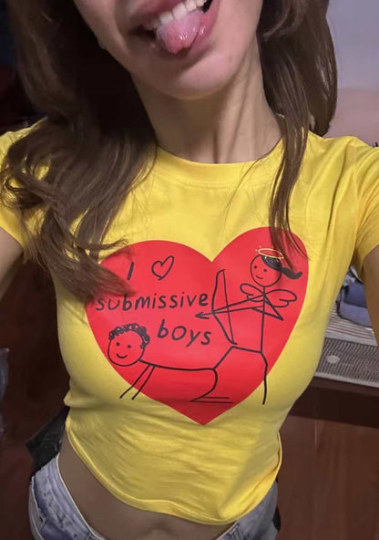 Girl Love S Boys Y2K Valentine's Day Baby Tee Cherrykitten