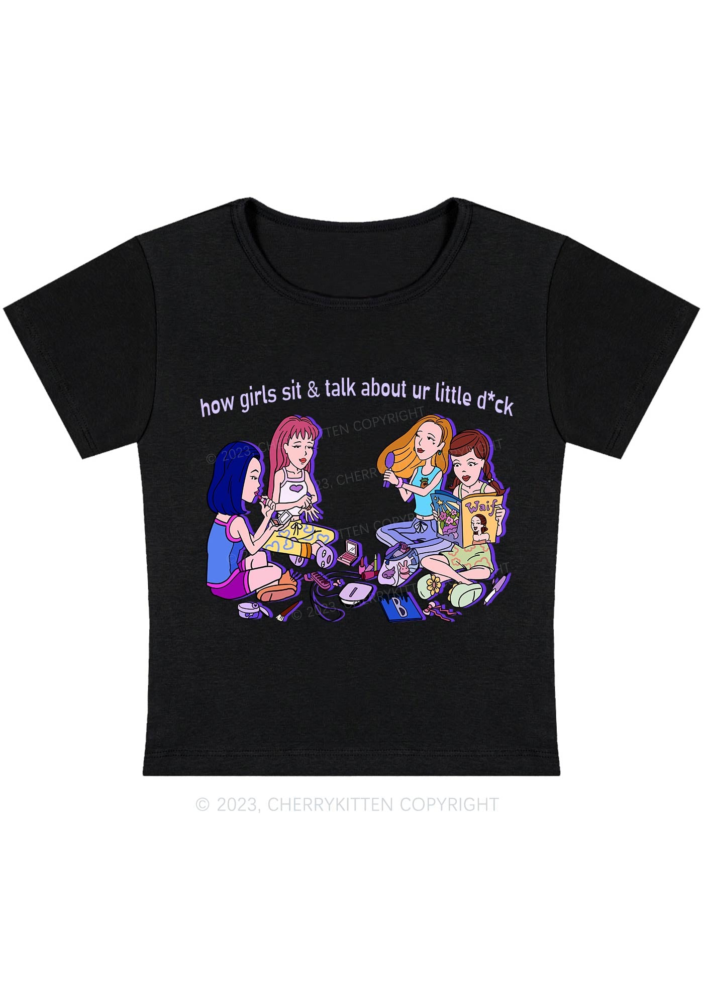 Girls Sit&Talk Y2K Baby Tee Cherrykitten