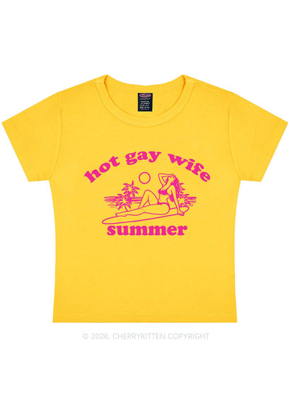 Hot Gay Wife Summer Pride Y2K Baby Tee Cherrykitten