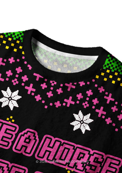 Ride A DJ Y2K Christmas Knit Sweatshirt Cherrykitten