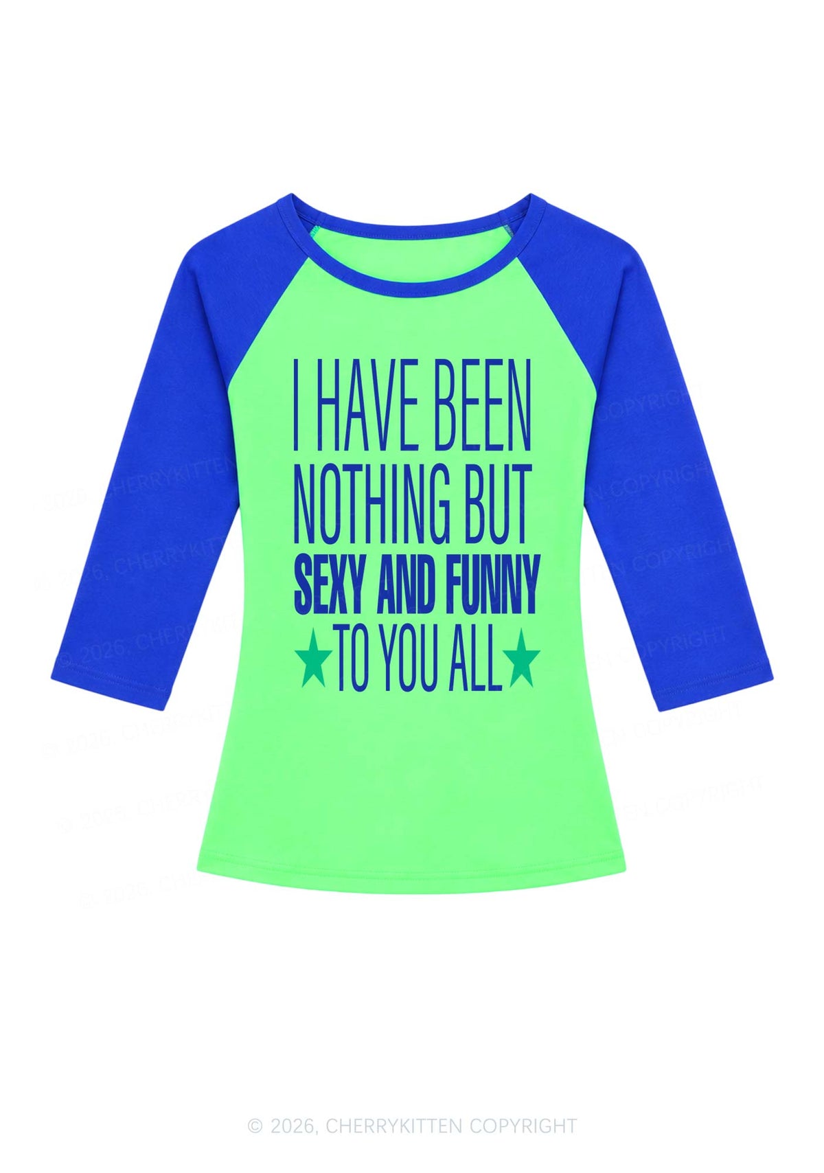I Have Been Funny Y2K Raglan Sleeve Crop Top Cherrykitten
